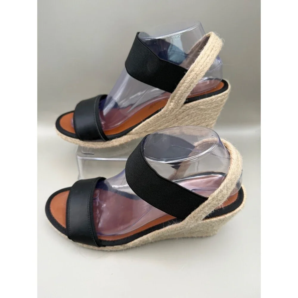 Dalson Espadrilles Womens Open-Toe Wedge Size 9 Black Handmade Spain